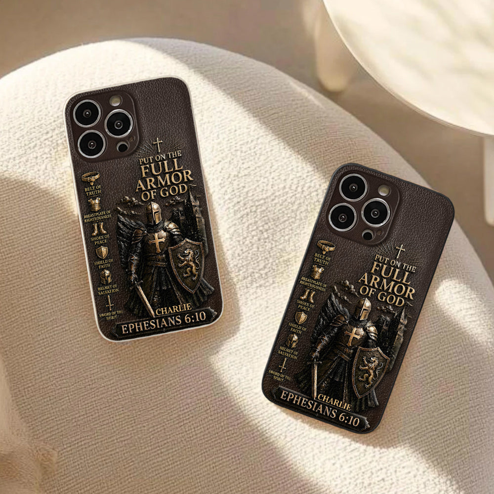 Mettez l'Amour Complet de Dieu, Cadeau pour Chrétiens - Coque de Téléphone en Cuir Personnalisée 3D Embossée