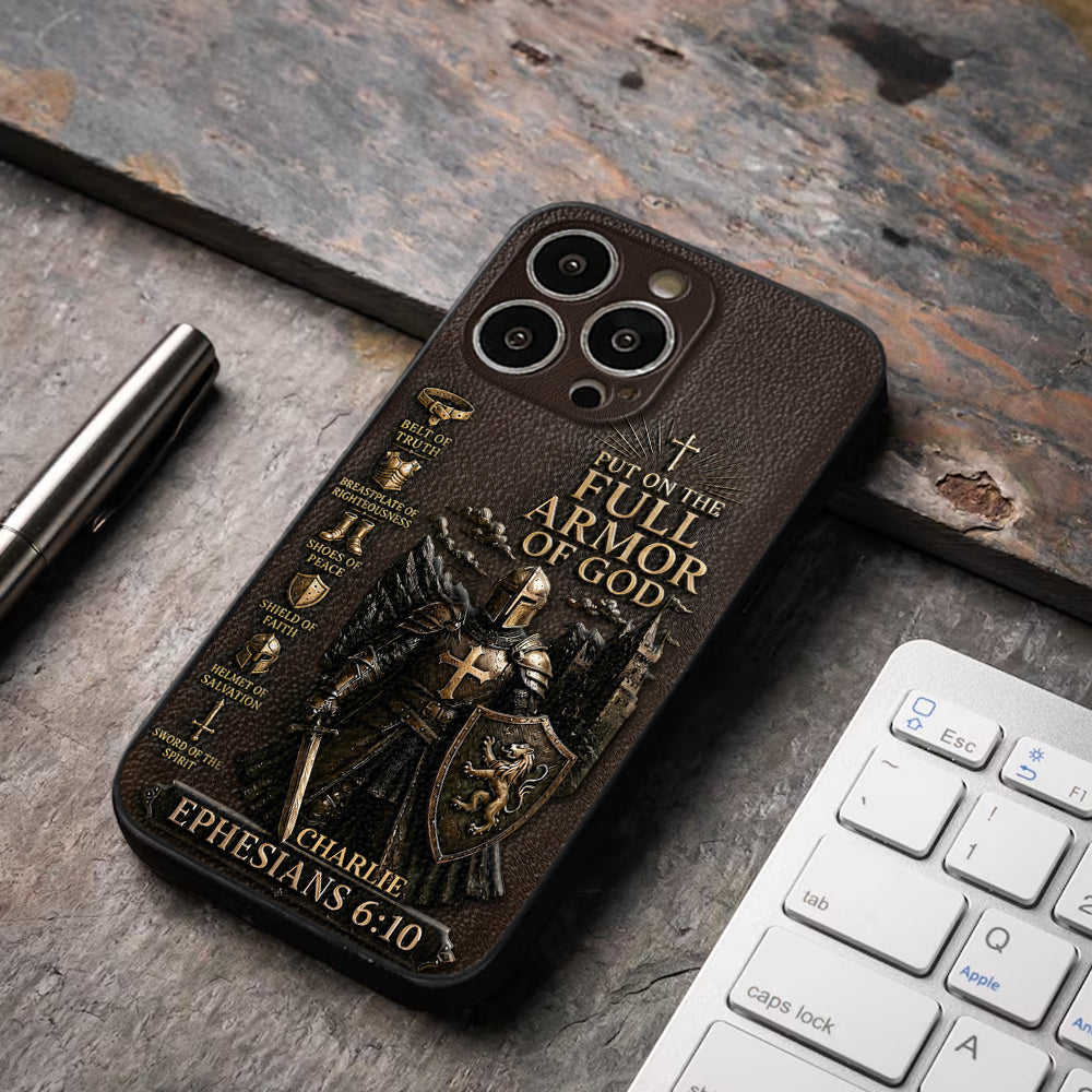 Mettez l'Amour Complet de Dieu, Cadeau pour Chrétiens - Coque de Téléphone en Cuir Personnalisée 3D Embossée
