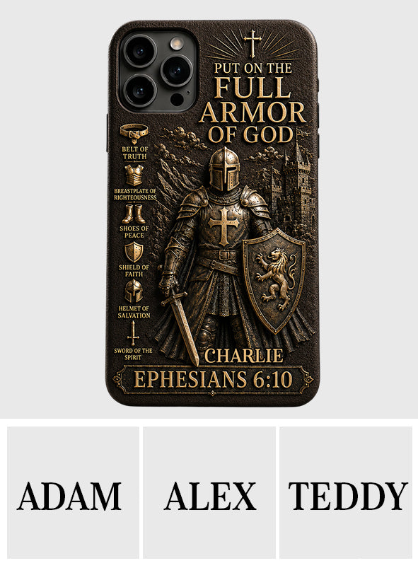 Mettez l'Amour Complet de Dieu, Cadeau pour Chrétiens - Coque de Téléphone en Cuir Personnalisée 3D Embossée