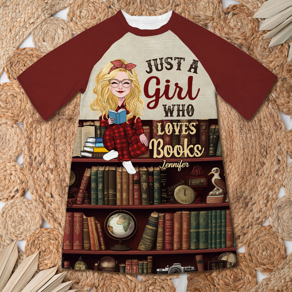 Une fille qui aime lire - Robe-t-shirt personnalisée « Juste une fille qui aime lire »