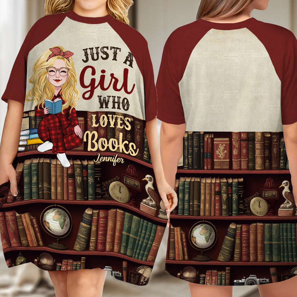 Une fille qui aime lire - Robe-t-shirt personnalisée « Juste une fille qui aime lire »