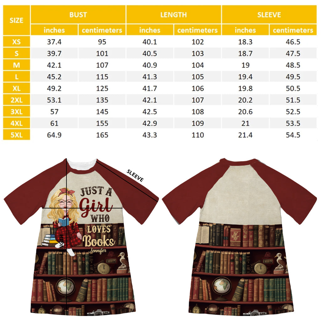 Une fille qui aime lire - Robe-t-shirt personnalisée « Juste une fille qui aime lire »