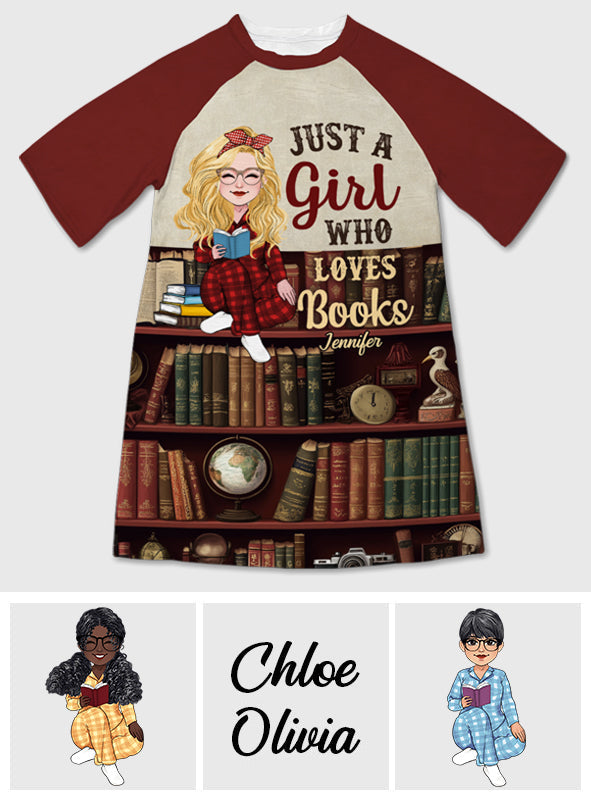 Une fille qui aime lire - Robe-t-shirt personnalisée « Juste une fille qui aime lire »