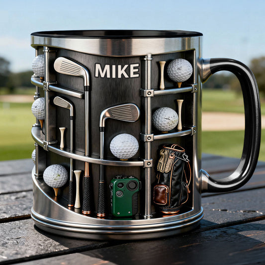 Love Goft - Mug et sous-verre personnalisés sur le thème du golf
