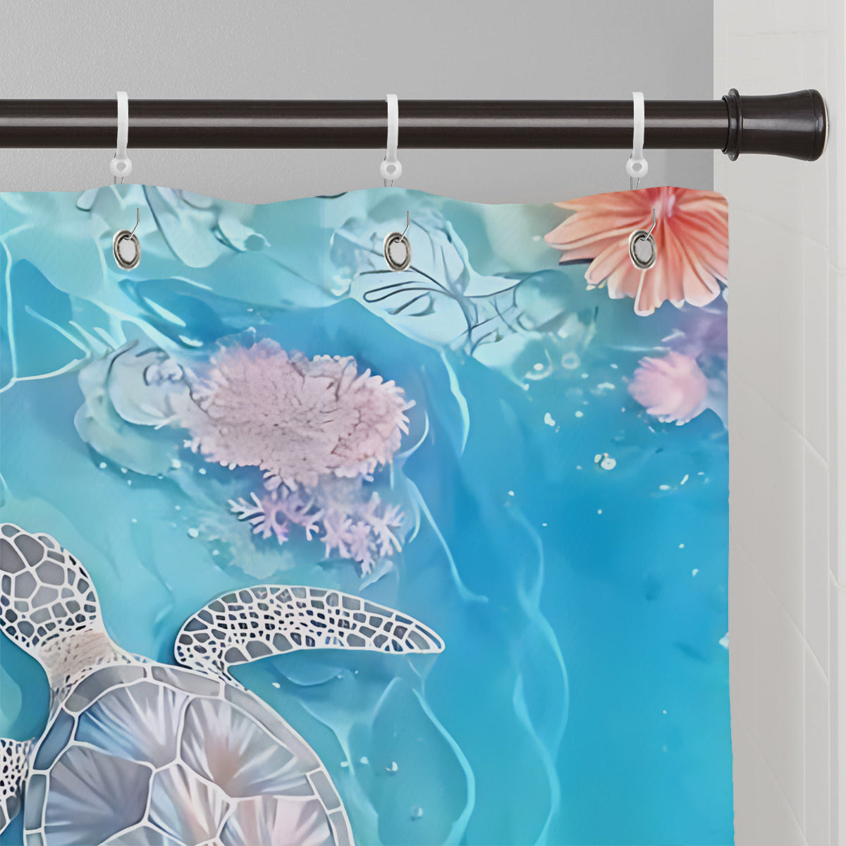 Vibrant Sea Turtle & Coral Reef - Personalized Turtle Blackout Window Curtain/ Drapes Set