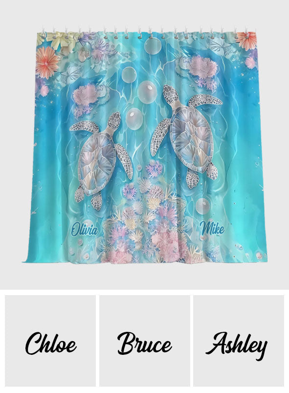 Vibrant Sea Turtle & Coral Reef - Personalized Turtle Blackout Window Curtain/ Drapes Set
