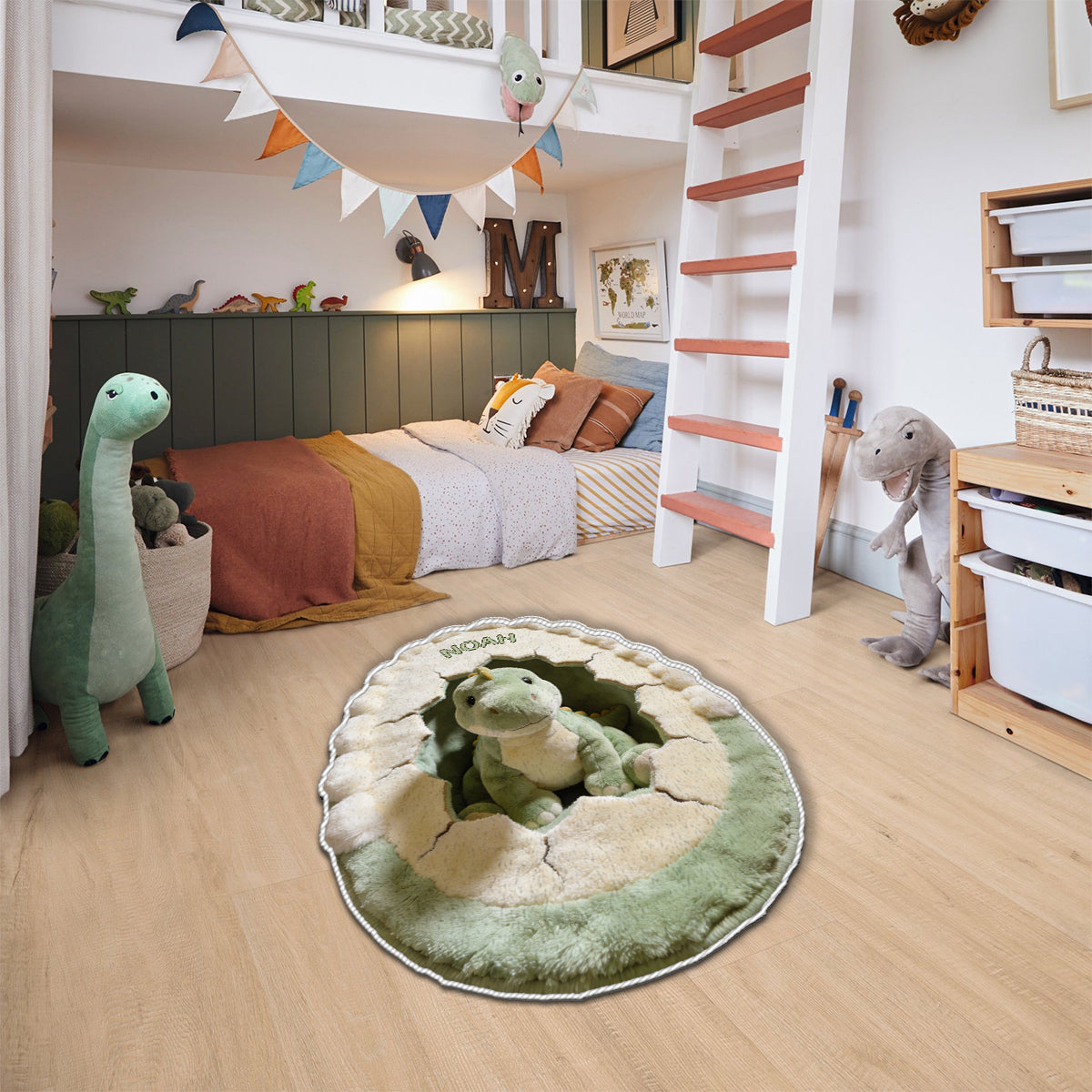Décor de Chambre d'Enfant - Dinosaure ou Licorne - Tapis Personnalisé Antidérapant