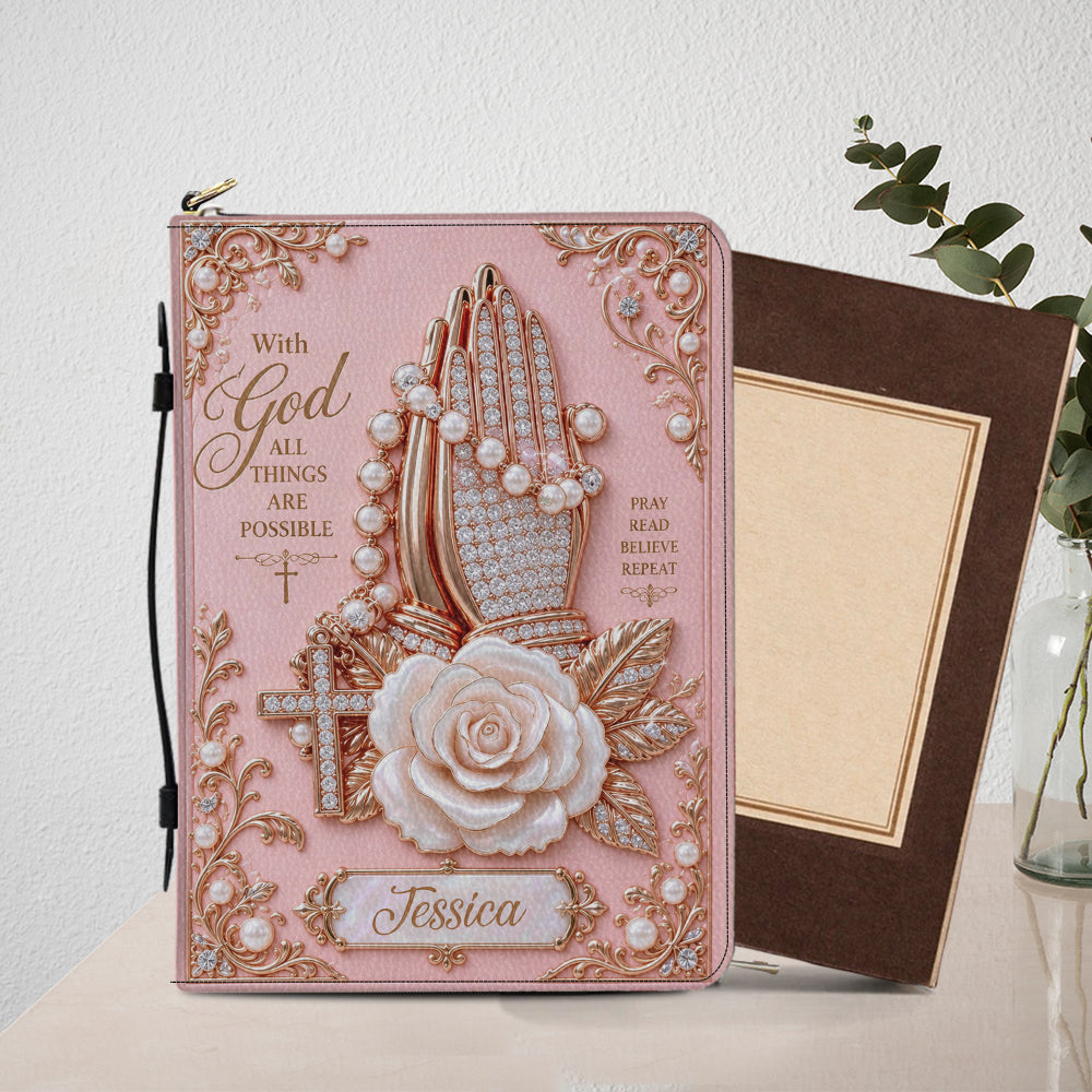 I Pray To God - Personalized Christian Leather Bible Cover Bag