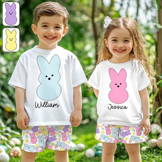 Pâques colorée - T-shirt et short personnalisés pour enfant