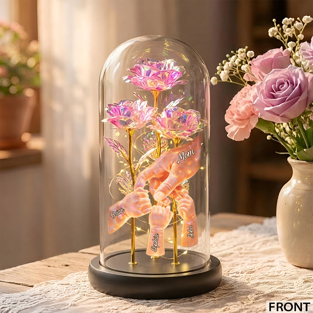 Happy Mother's Day - Personalized Mother Glowing Roses Glass Dome