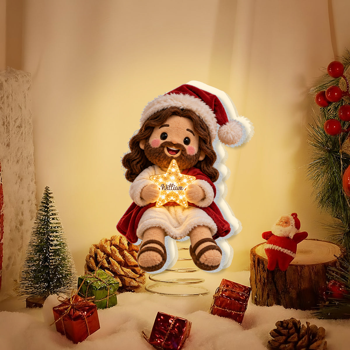 Joyeux Noël - Couronne LED chrétienne personnalisée