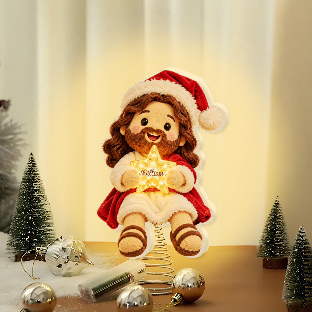 Joyeux Noël - Couronne LED chrétienne personnalisée
