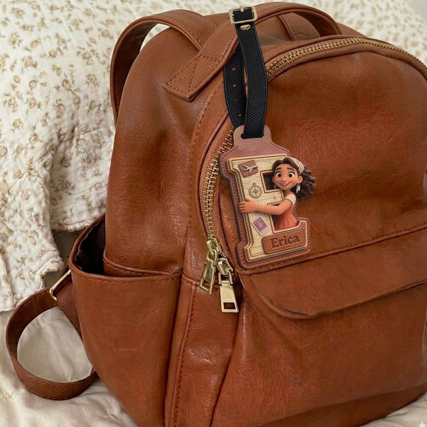 Étiquette de bagage personnalisée avec initiale photo - Étiquette de voyage personnalisée