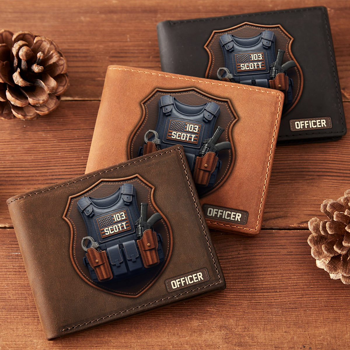 Gilet pare-balles tactique de police - Portefeuille en cuir personnalisé pour policier