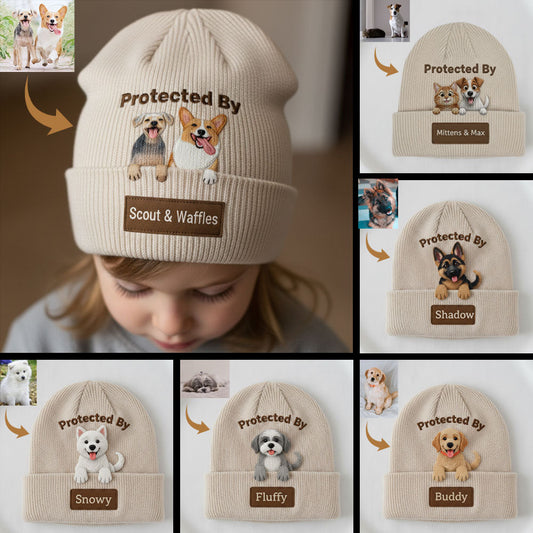 Loved And Protected By Furry Friends - Personalized Dog Beanie Hat