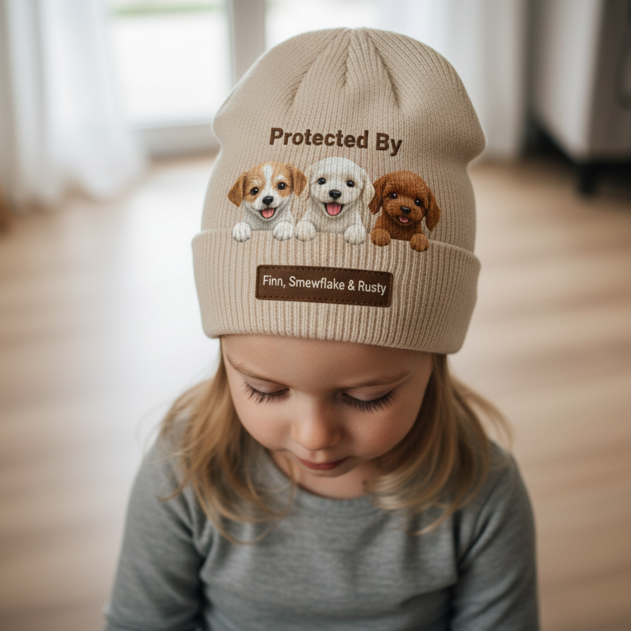 Loved And Protected By Furry Friends - Personalized Dog Beanie Hat