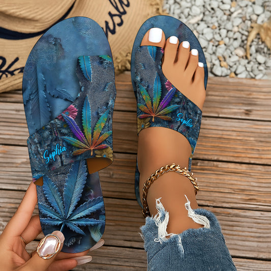 Stoner Chic - Sandales à bout ouvert personnalisées sur le thème du cannabis