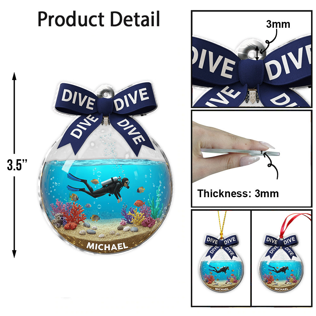 J'adore la plongée - Ornement de plongée sous-marine personnalisé