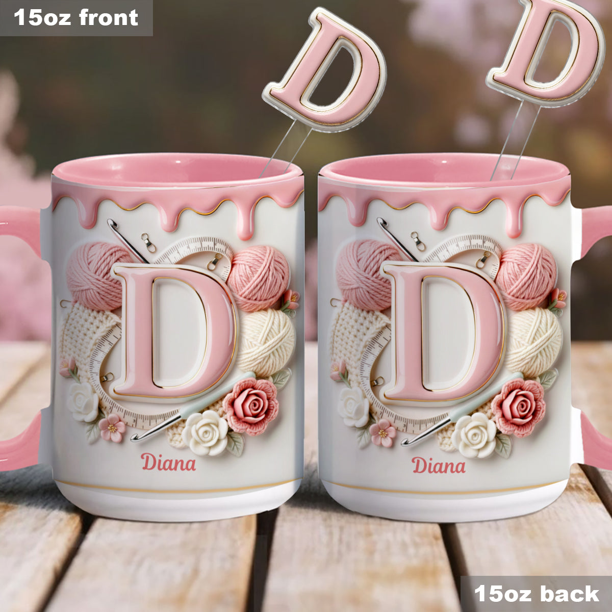 Ensemble de crochet personnalisé Love Crochet - Mug décoratif avec agitateurs en acrylique