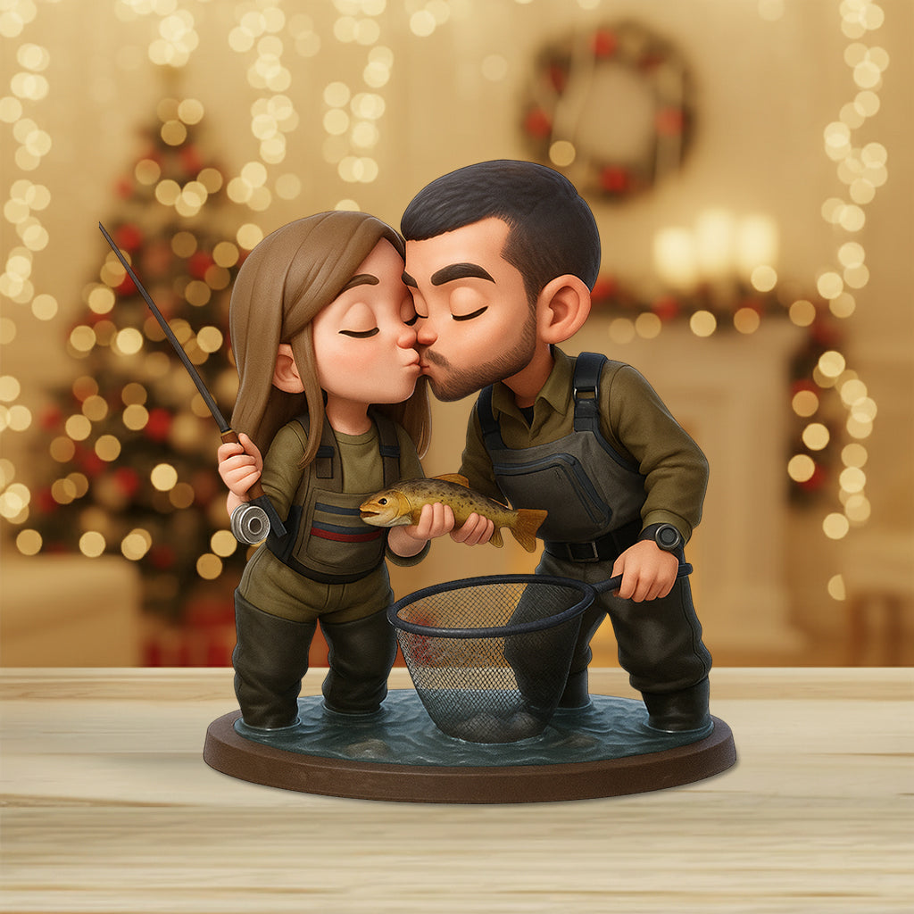 Couple à la pêche - Plaque acrylique personnalisée sur le thème de la pêche