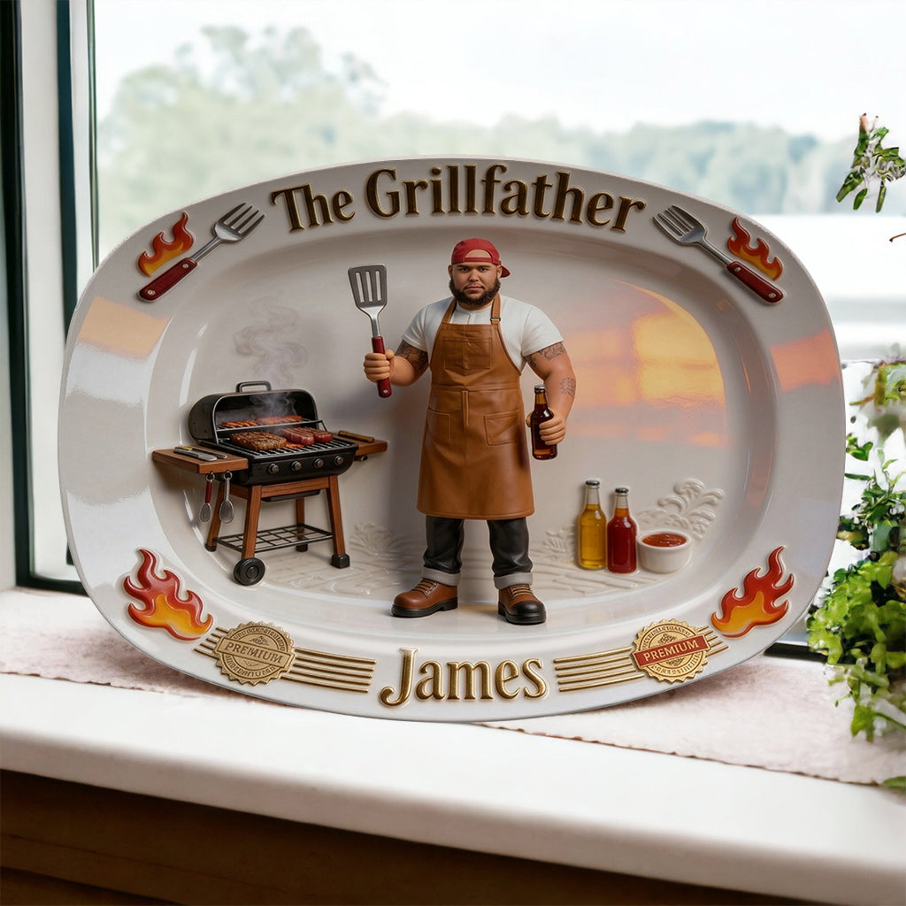 Le Grillfather - Plaque Personnalisée pour Papa