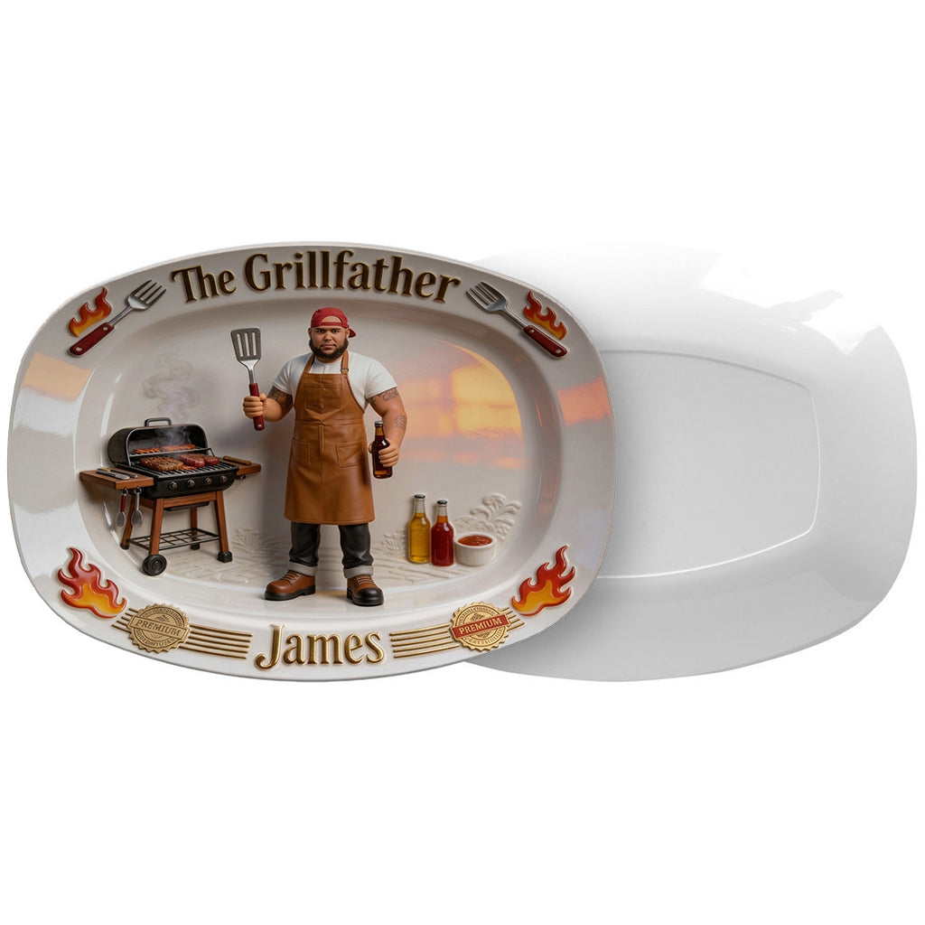 Le Grillfather - Plaque Personnalisée pour Papa