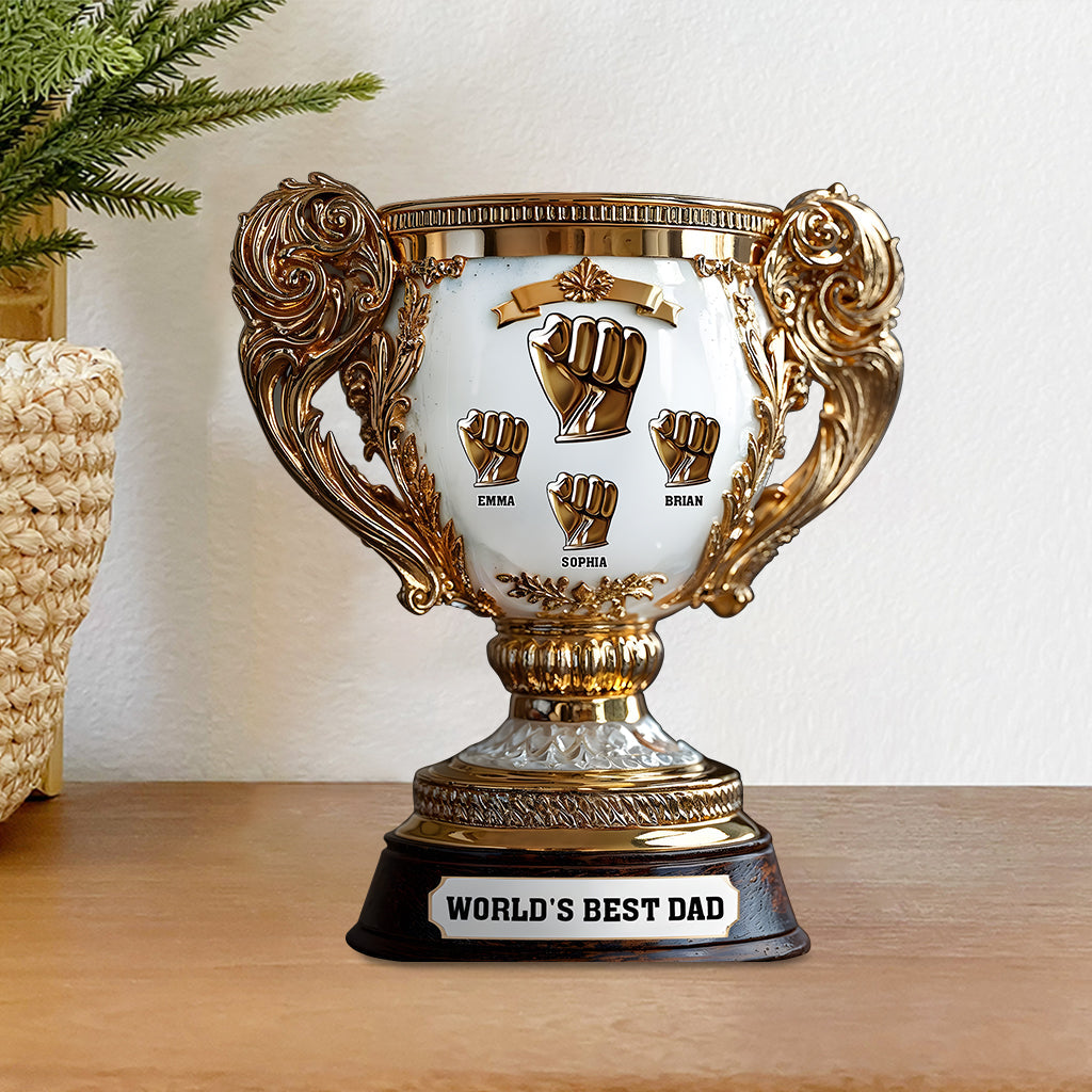Father Victory Cup Trophy World's Best Dad/ Papa/ Father.... - Personalized Father Custom Shaped Acrylic Plaque