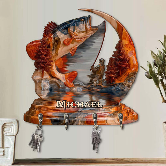 Gone Fishing - Personalized Fishing Custom Shaped Key Rack