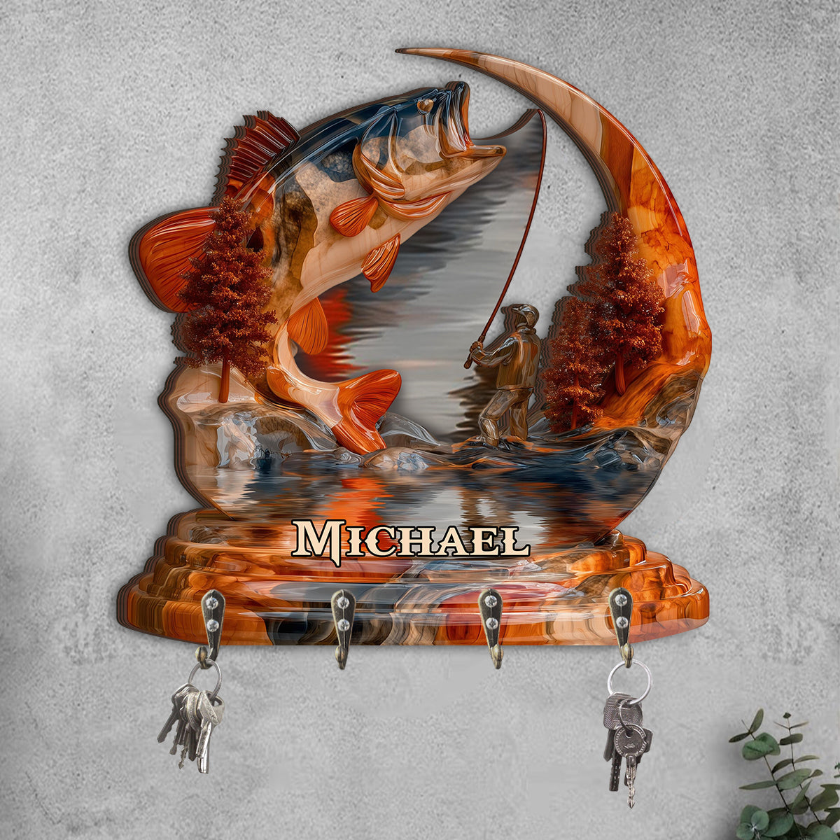 Gone Fishing - Personalized Fishing Custom Shaped Key Rack