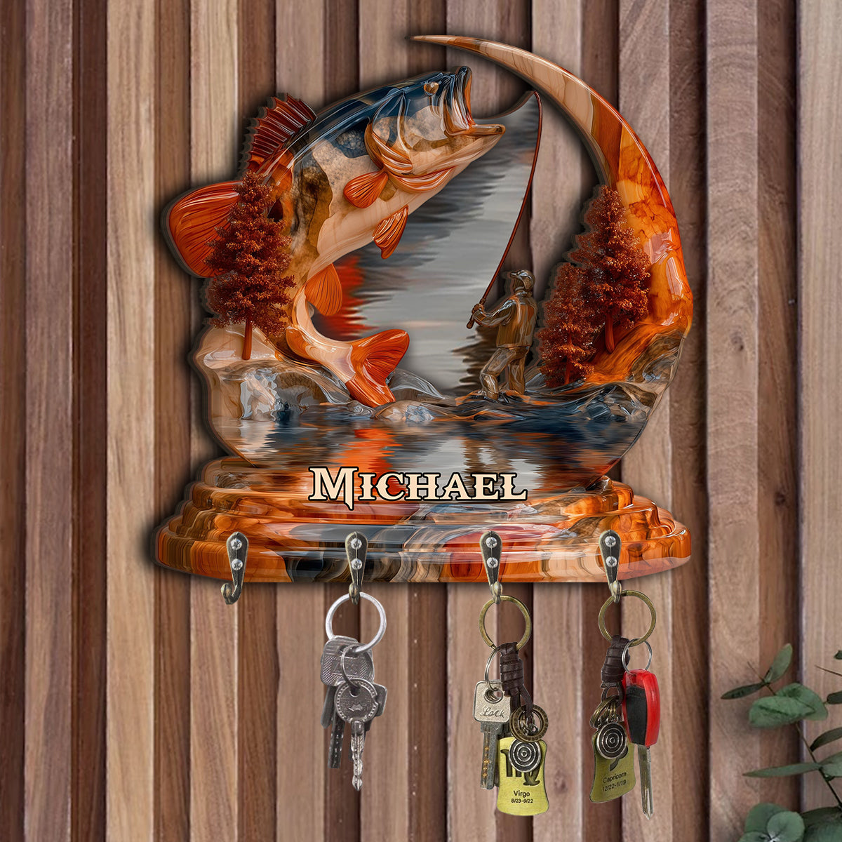 Gone Fishing - Personalized Fishing Custom Shaped Key Rack