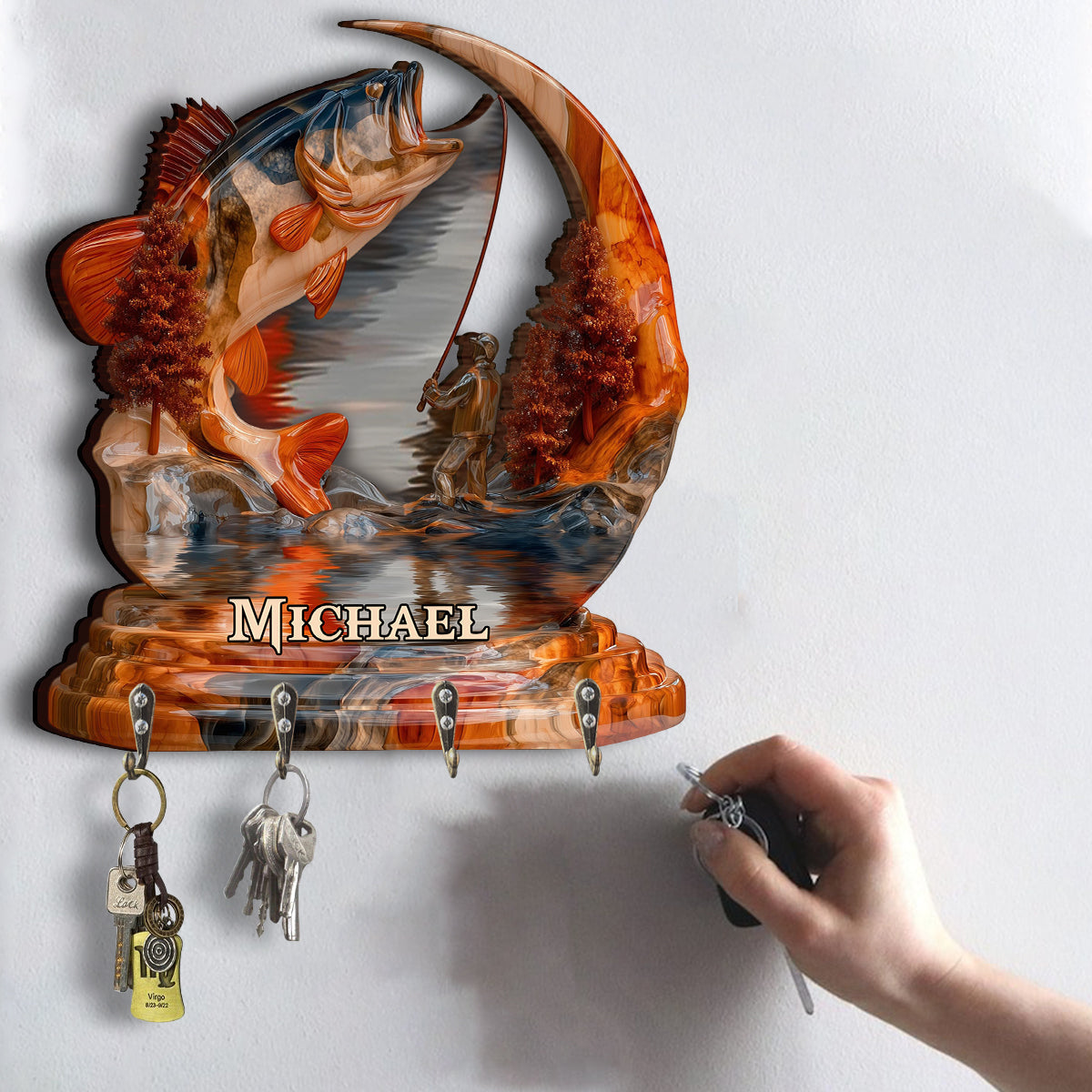 Gone Fishing - Personalized Fishing Custom Shaped Key Rack
