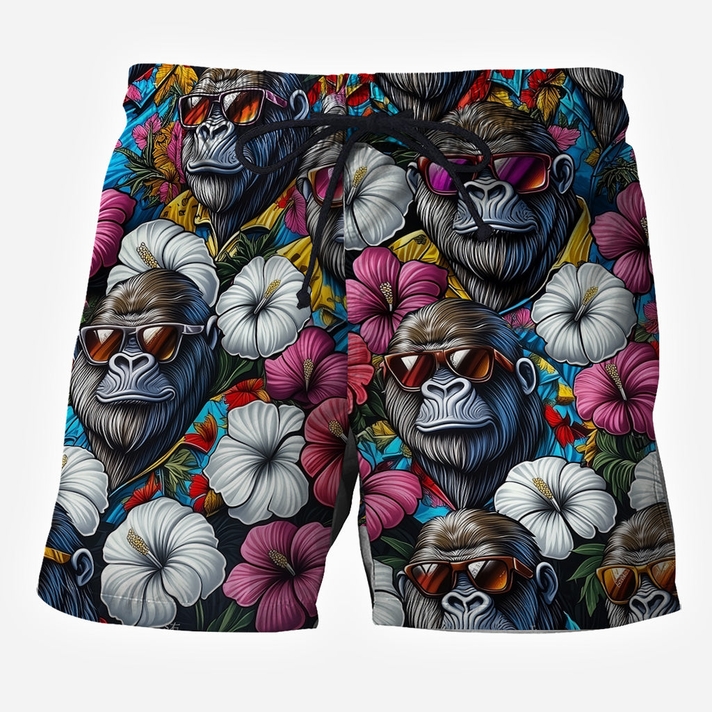 Ambiance estivale Bigfoot - Chemise hawaïenne de randonnée personnalisée et short pour homme