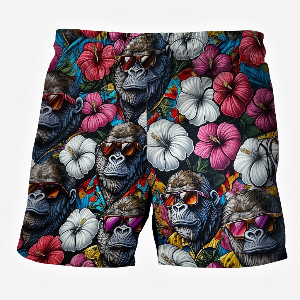 Ambiance estivale Bigfoot - Chemise hawaïenne de randonnée personnalisée et short pour homme