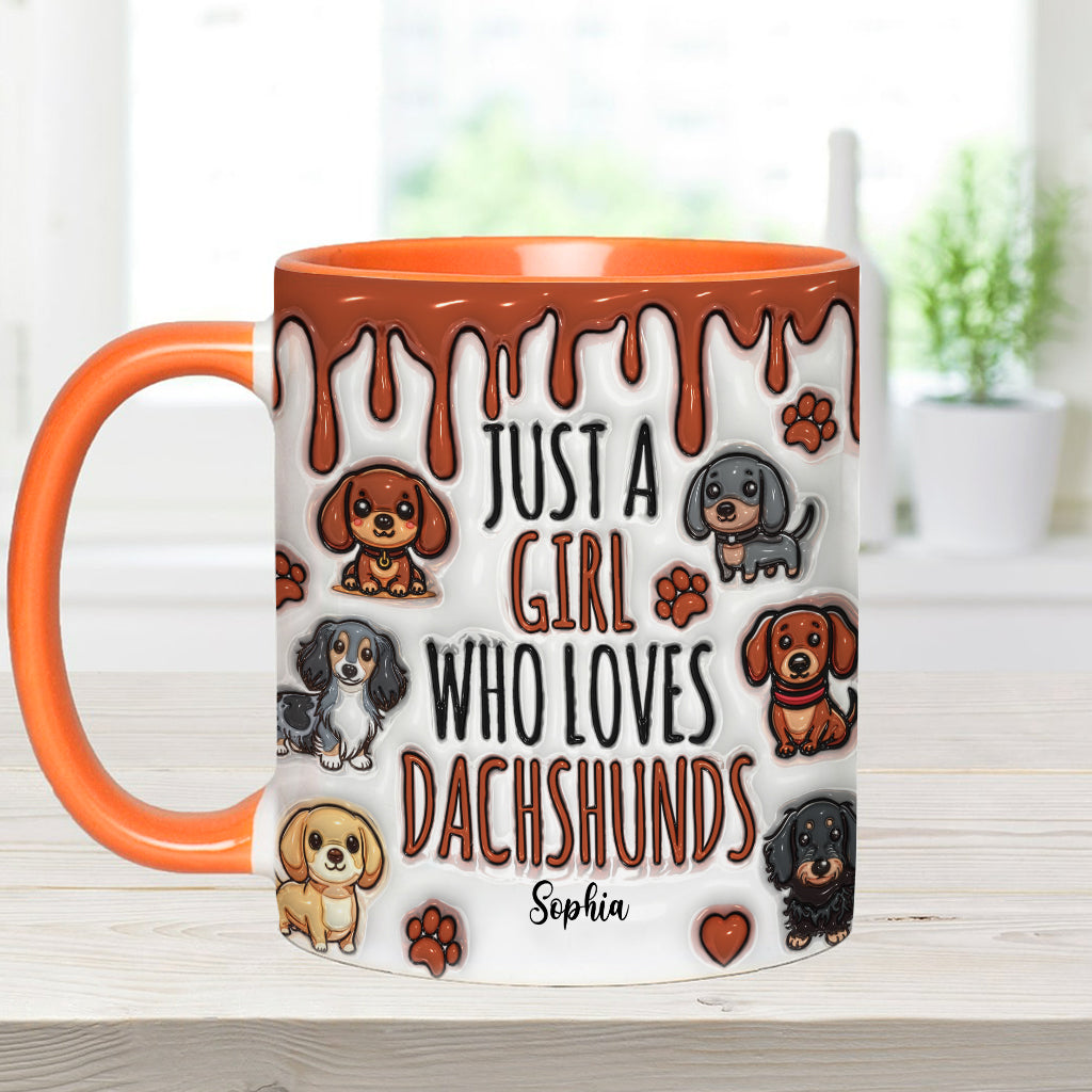 Mug personnalisé « Juste une fille qui adore les teckels »