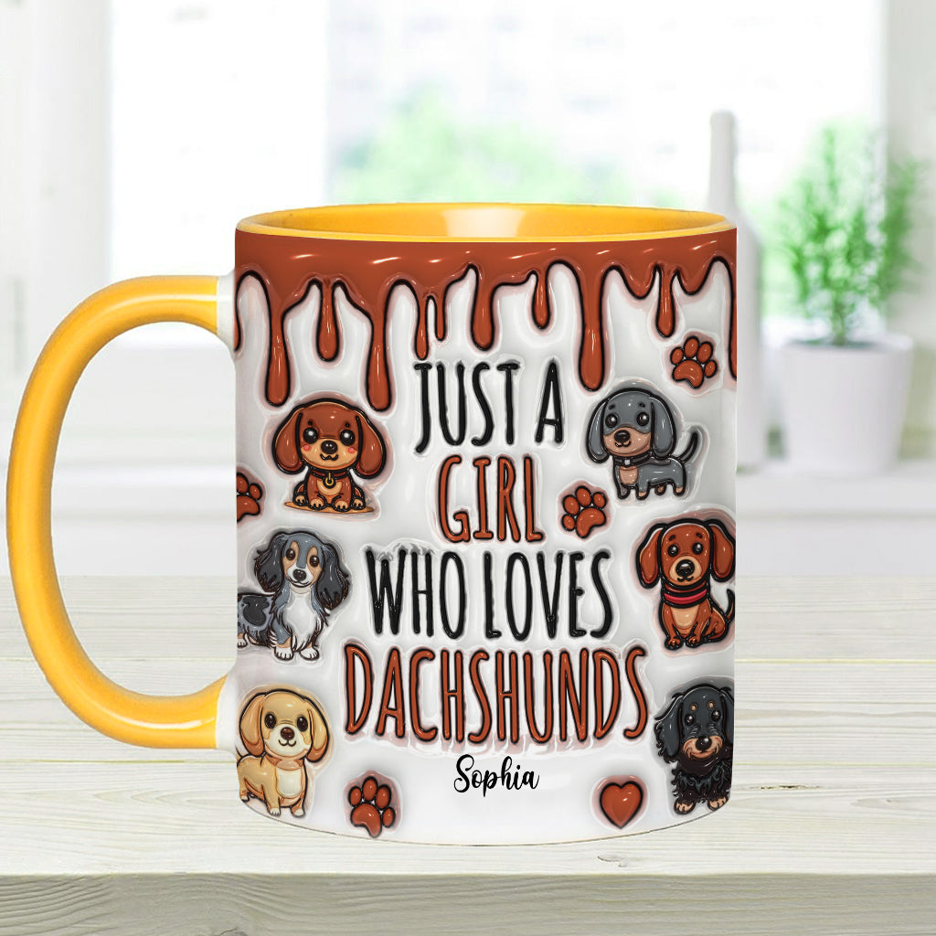 Mug personnalisé « Juste une fille qui adore les teckels »