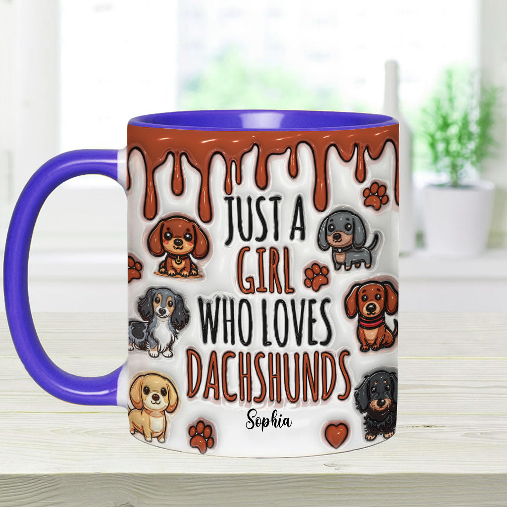Mug personnalisé « Juste une fille qui adore les teckels »