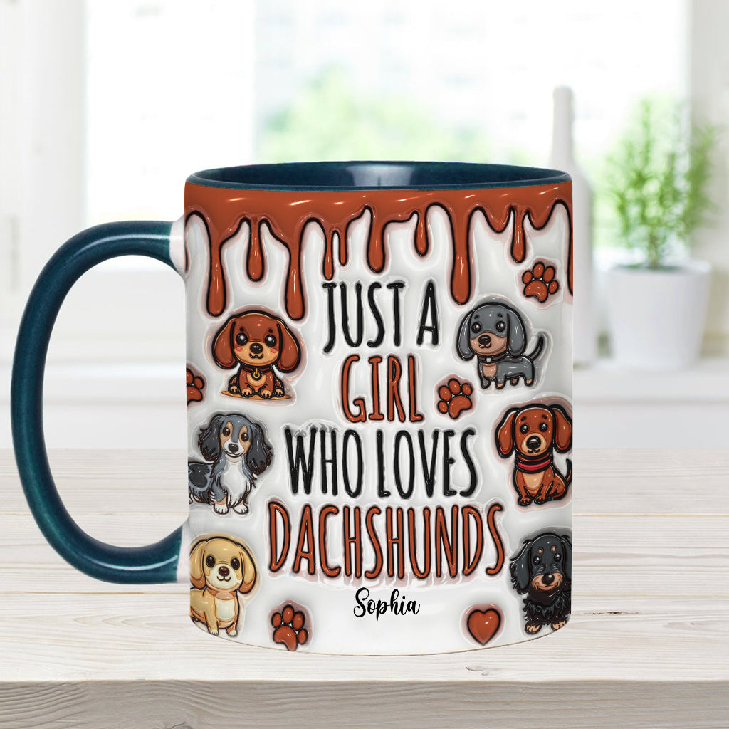 Mug personnalisé « Juste une fille qui adore les teckels »