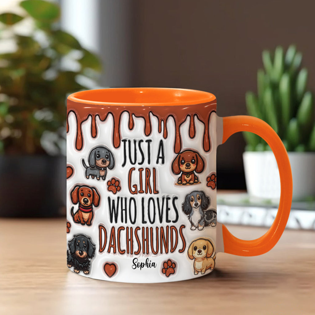 Mug personnalisé « Juste une fille qui adore les teckels »