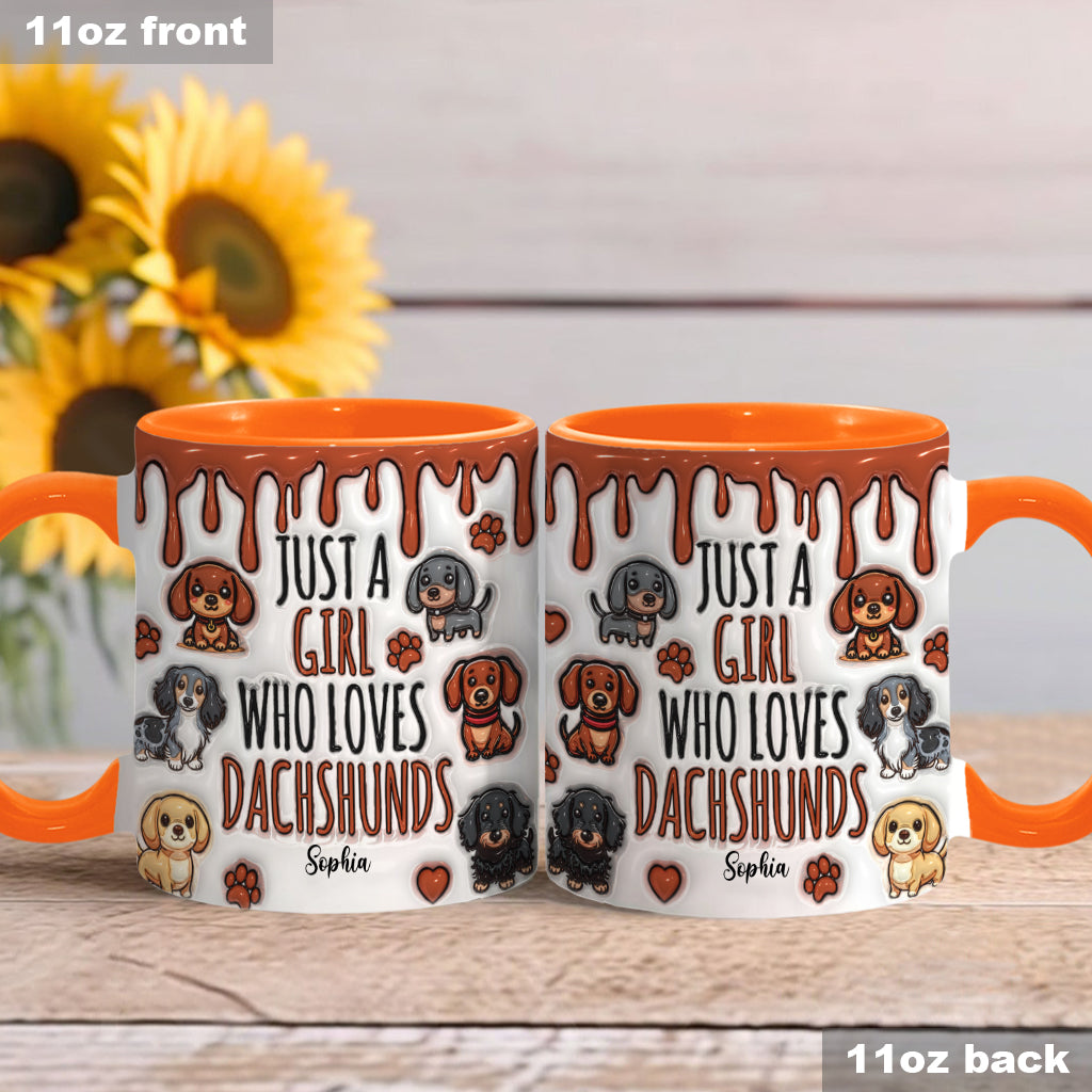 Mug personnalisé « Juste une fille qui adore les teckels »