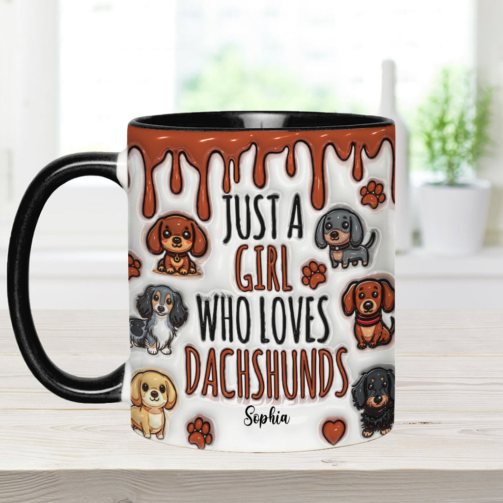 Mug personnalisé « Juste une fille qui adore les teckels »