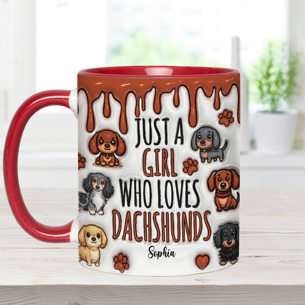Mug personnalisé « Juste une fille qui adore les teckels »