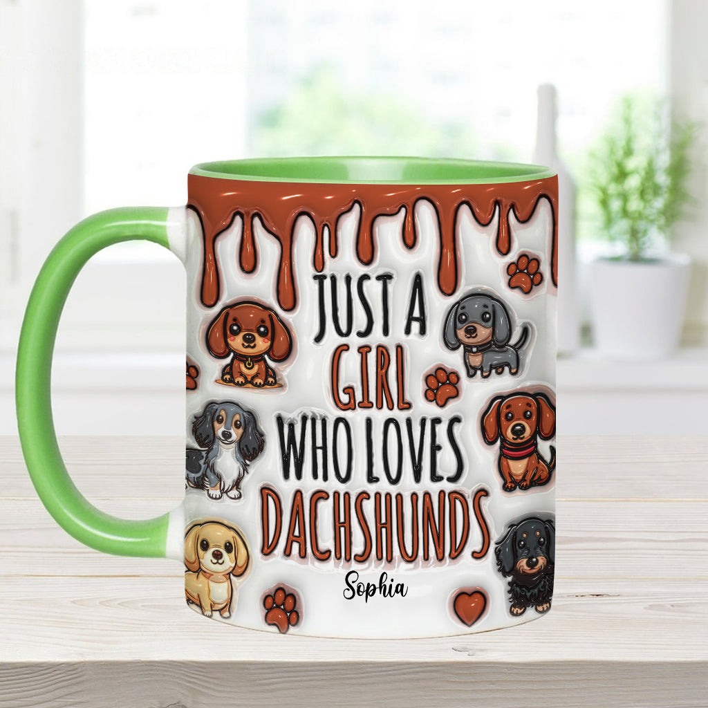 Mug personnalisé « Juste une fille qui adore les teckels »