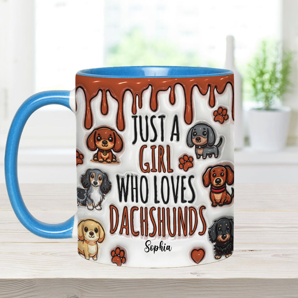 Mug personnalisé « Juste une fille qui adore les teckels »