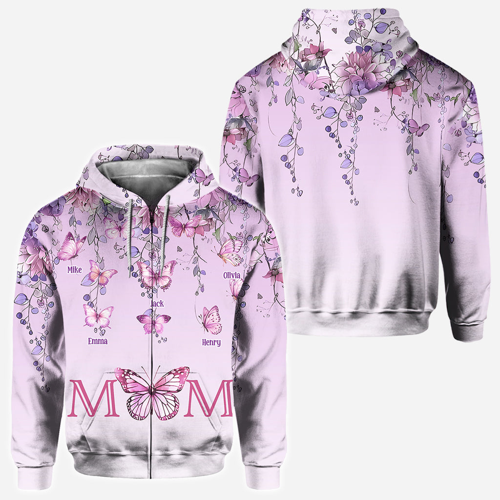 T-shirt personnalisé « Mère et Enfants Papillon » - T-shirt intégral pour maman