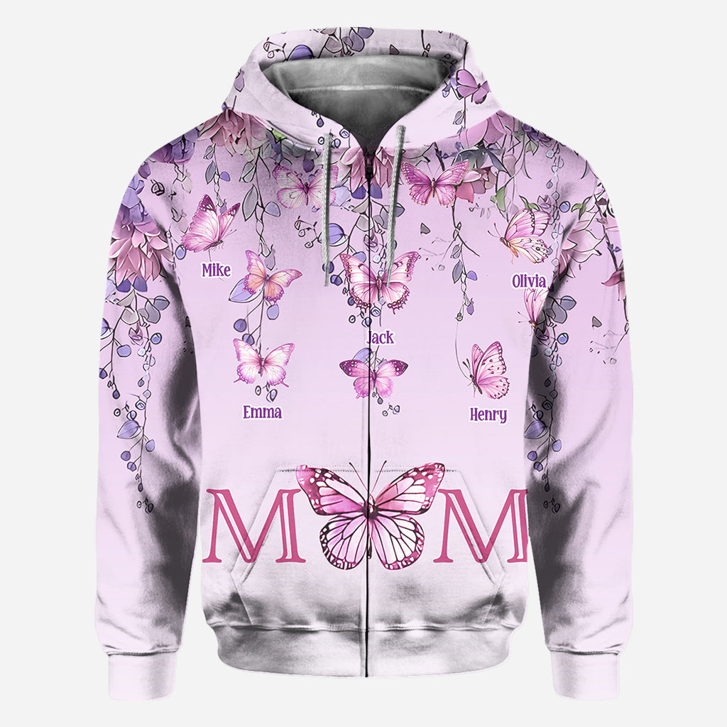 T-shirt personnalisé « Mère et Enfants Papillon » - T-shirt intégral pour maman