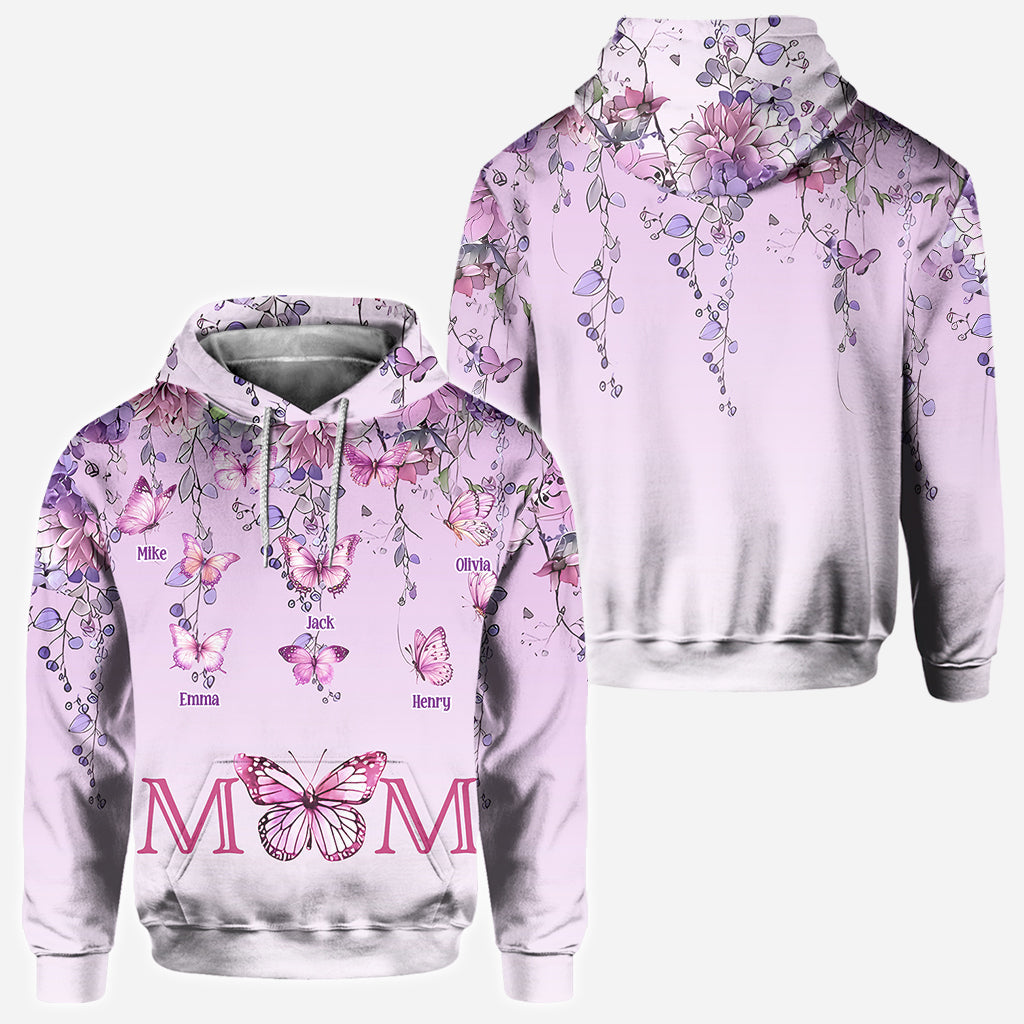 T-shirt personnalisé « Mère et Enfants Papillon » - T-shirt intégral pour maman