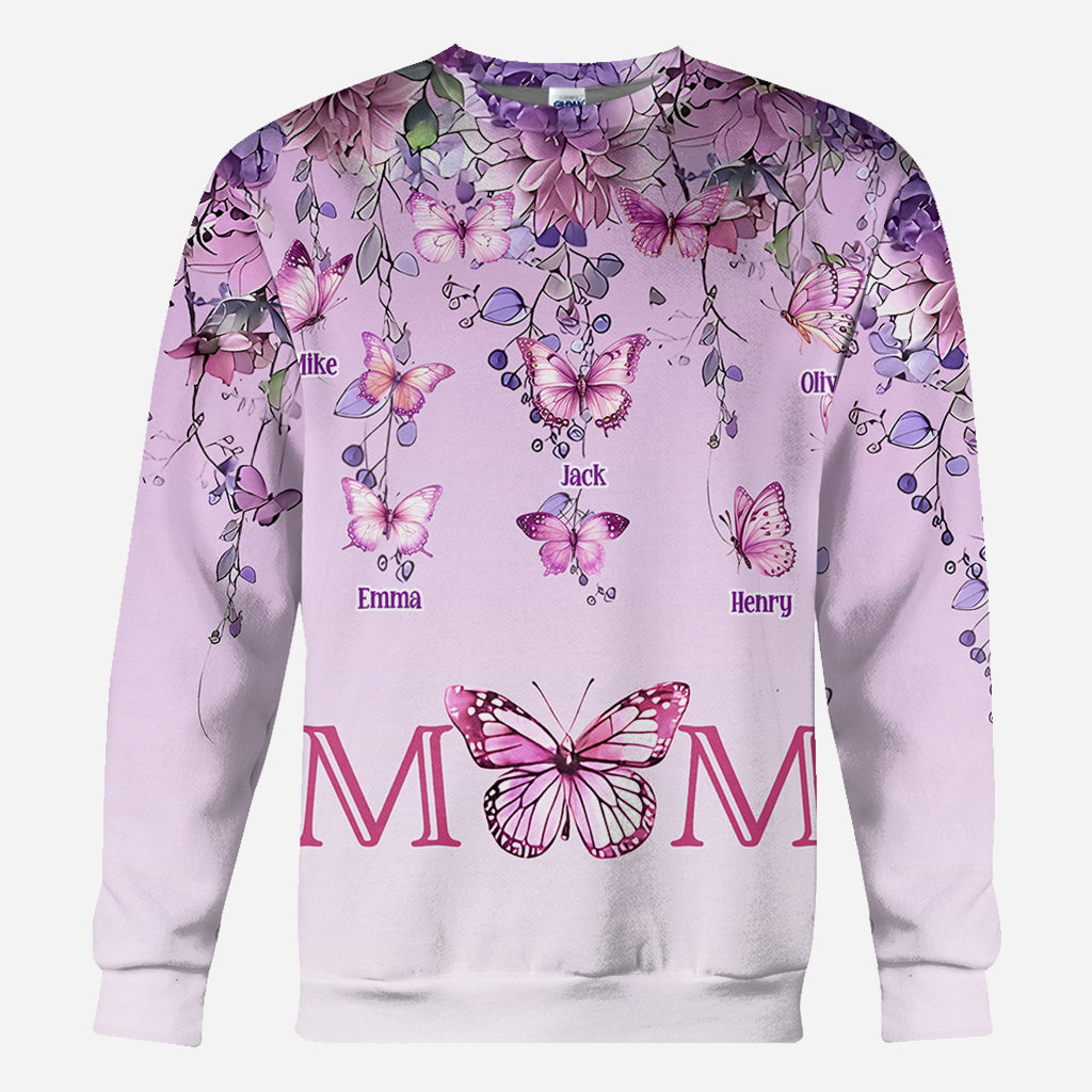T-shirt personnalisé « Mère et Enfants Papillon » - T-shirt intégral pour maman