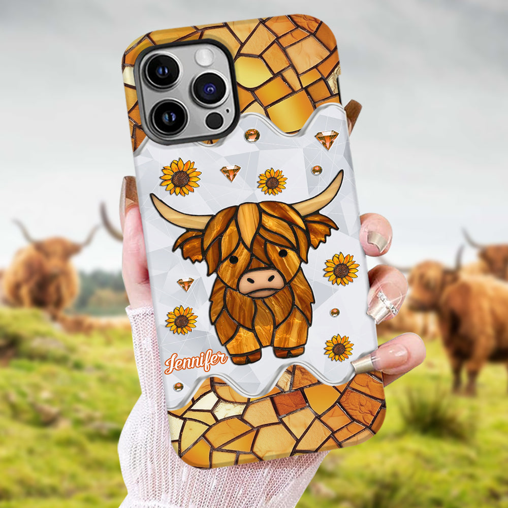 Adorable vache des Highlands - Coque de téléphone personnalisée avec imprimé intégral vache des Highlands