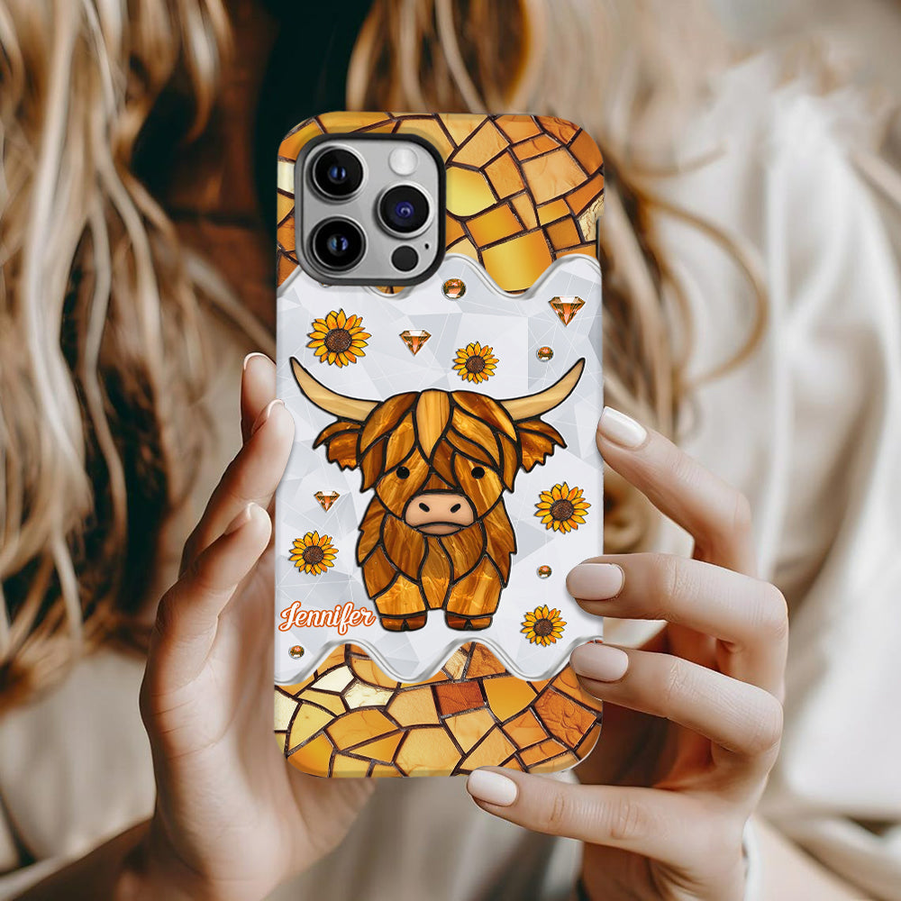 Adorable vache des Highlands - Coque de téléphone personnalisée avec imprimé intégral vache des Highlands