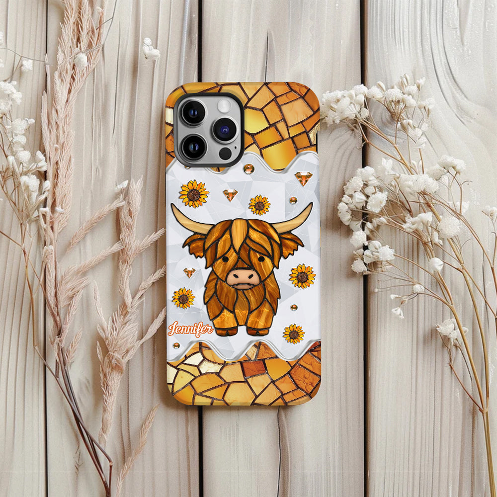Adorable vache des Highlands - Coque de téléphone personnalisée avec imprimé intégral vache des Highlands